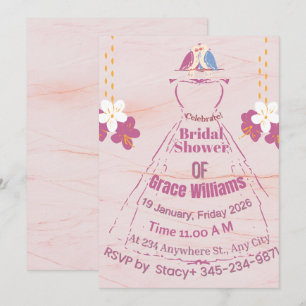 Faire-part de douche de mariée en marbre rose Gr