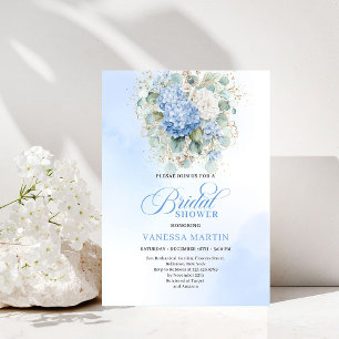 Faire-part de douche de mariée Hydrangea Bleu Élég
