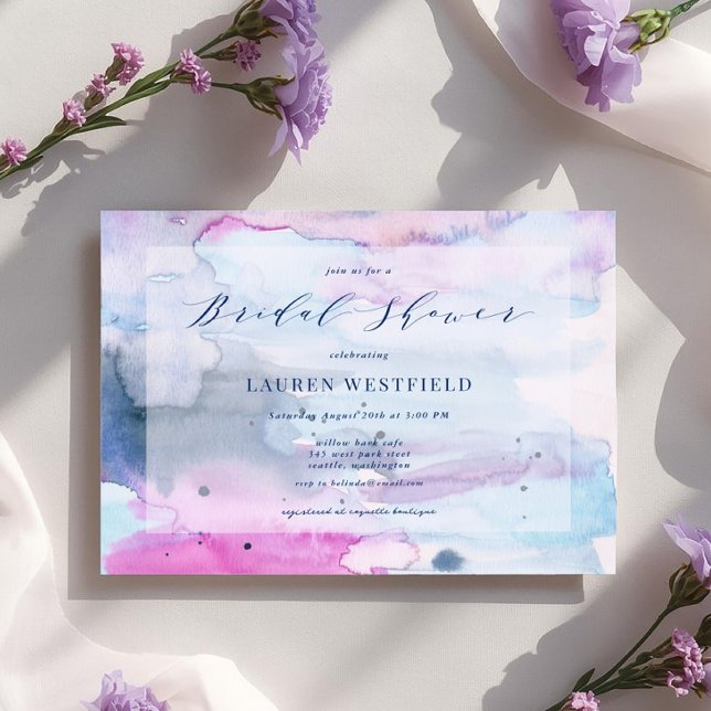 Faire-part de douche de mariée rose et marine de p (Créateur téléchargé)