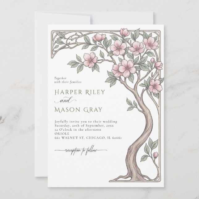 Faire-part de Faire-Part de Mariage Arbre Floral R (Devant)
