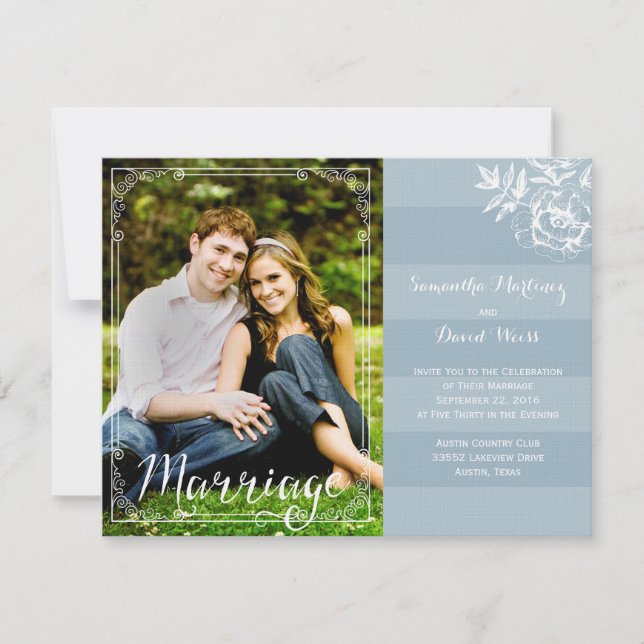 Faire-part de Faire-part de mariage Floral Bleu (Devant)