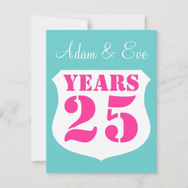 Faire-part de fête d'anniversaire de mariage 25 an (Devant)