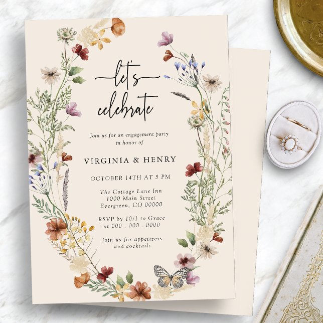 Faire-part de fête de fiançailles Boho (Boho Engagement Party Invitation
)