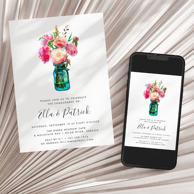 Faire-part de fête de fiançailles Bouquet de pivoi (Créateur téléchargé)
