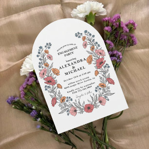 Faire-part de fête de fiançailles Floral Vintage