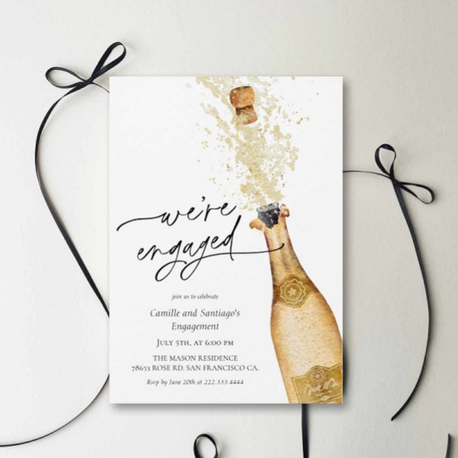 Faire-part de fête d'engagement de couples engagés (We're Engaged - Engagement Party Invitation)