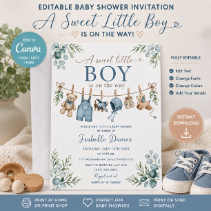 Faire-part de Fête Prénatale pour Bébé Garçon Invi