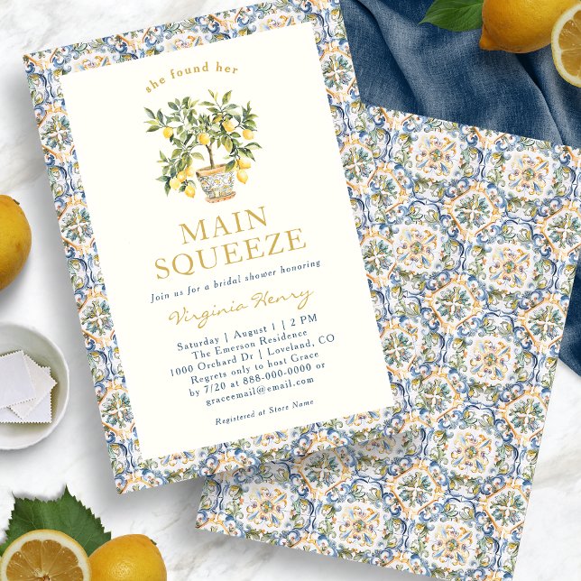 Faire-part de fiançailles au citron (Lemon Bridal Shower Invitation
)