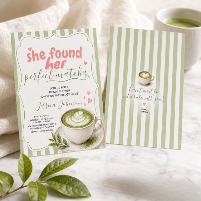 Faire-part de fiançailles au matcha Thé vert (Créateur téléchargé)