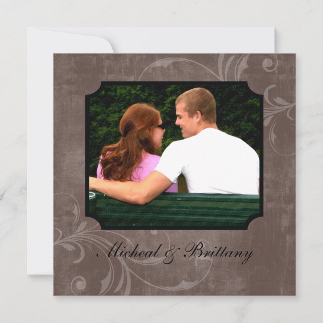 Faire-part de fiançailles avec accent de cacao (Devant)