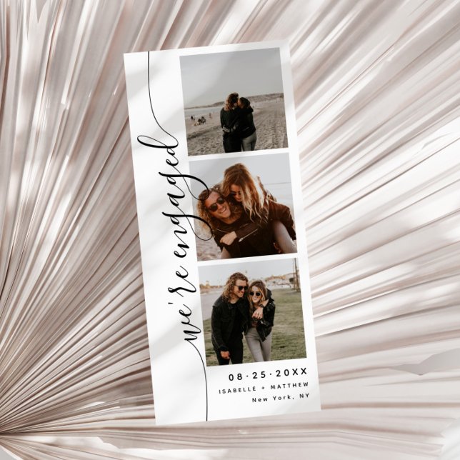 Faire-part de fiançailles avec bande photo de text (Créateur téléchargé)