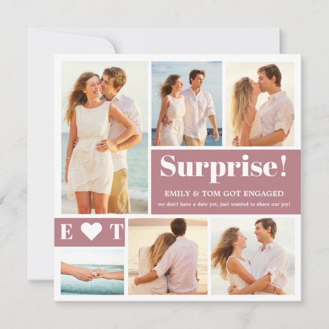 Faire-part de fiançailles avec collage de 6 photos (Devant)