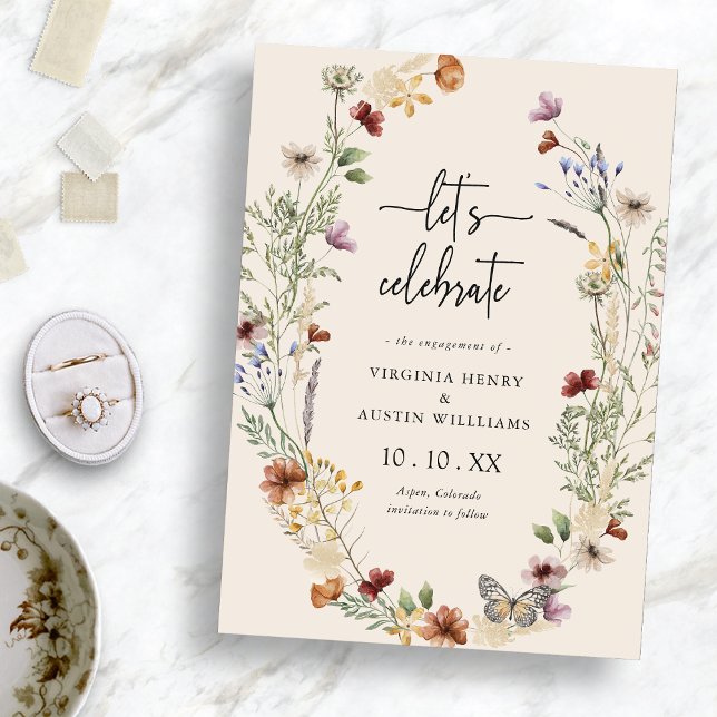 Faire-part de fiançailles bohème (Boho Engagement Party Invitation
)