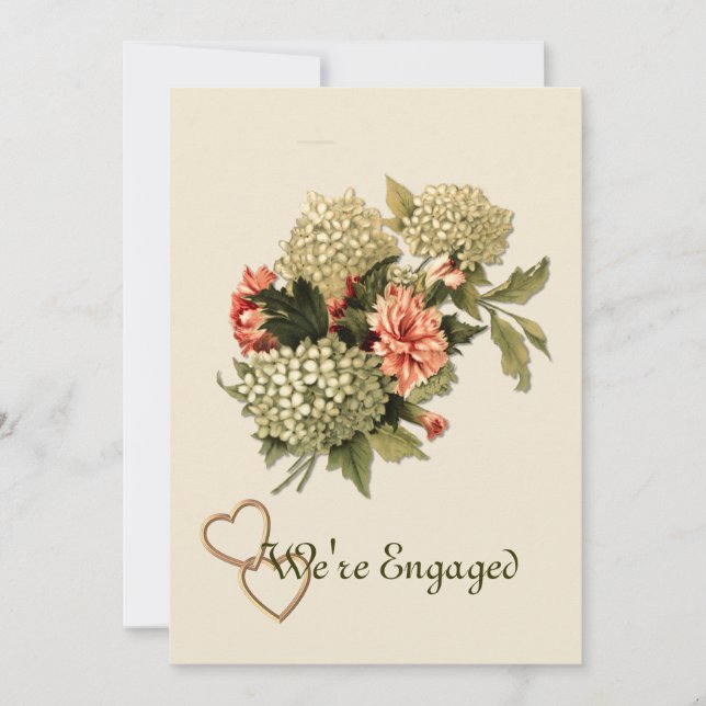 Faire-part de Fiançailles Bouquet de Fleurs Vintag (Devant)