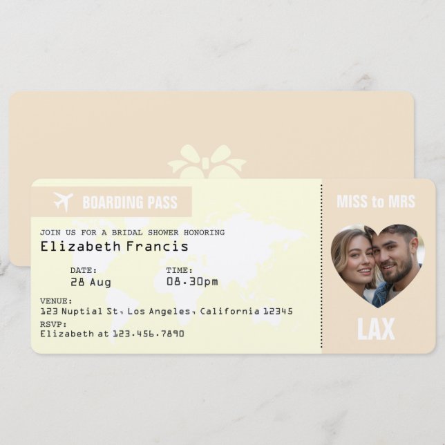 Faire-part de Fiançailles Carte d'Embarquement Cha (Devant / Derrière)