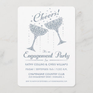 Faire-part de fiançailles Champagne Cheer Argent