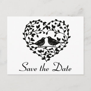 Faire-part de fiançailles coeur floral Lovebirds n