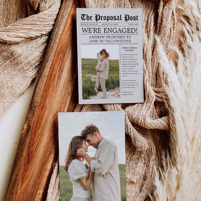 Faire part de fiançailles dans un journal, carte p (Créateur téléchargé)