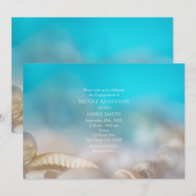 Faire-part de fiançailles de mariage de plage Coqu (Devant / Derrière)