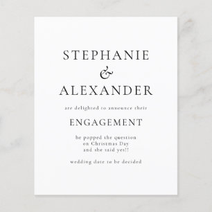 Faire-part de Fiançailles de texte simple du budge