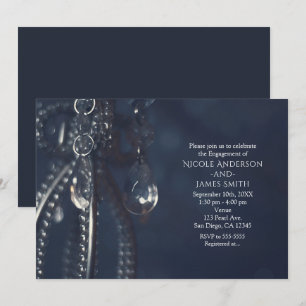 Faire-part de fiançailles en cristal élégant bleu 