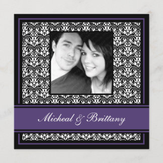Faire-part de fiançailles en damas violet
