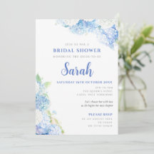 Faire-part de Fiançailles Floral d'Hydrangea Bleu