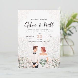 Faire-part de fiançailles minimaliste blanc
