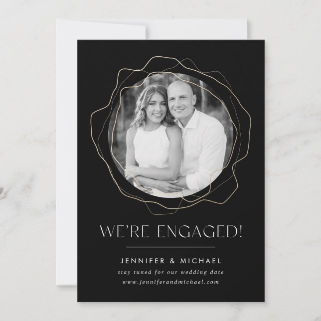 Faire-part de Fiançailles photo Cercles Abstraits (Devant)