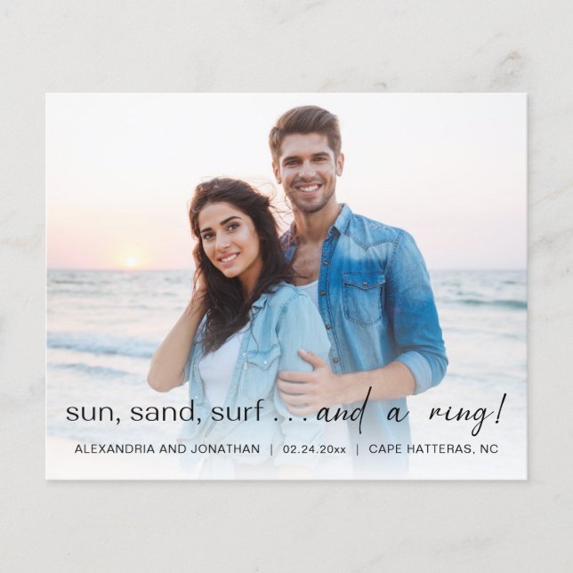Faire-part de Fiançailles photo du Surf de la mer  (Devant)