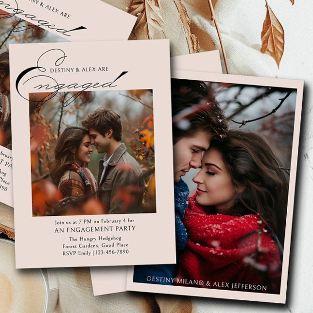 Faire-part de fiançailles photo Elegant Script 2 (Engagement Photo Invitation from the Engagement Party Invitations collection by Darling & May)