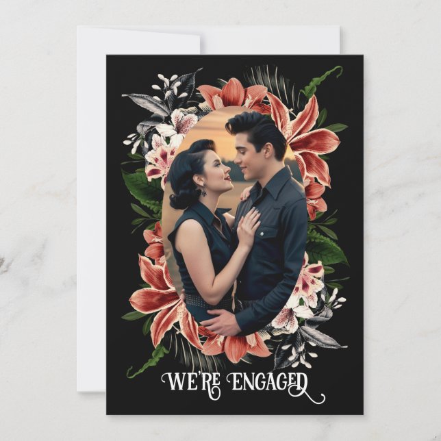 Faire-part de fiançailles sombres et mystérieux av (Devant)