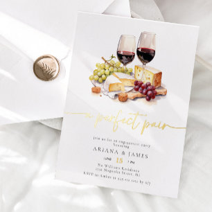 Faire-Part de Fiançailles Vin Fromage Parfait Duo 