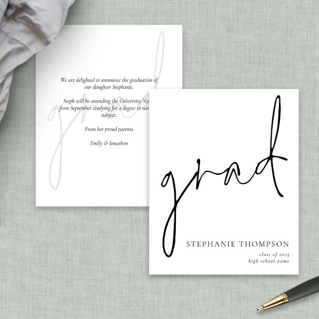 Faire-part de fin de script budgétaire (Front and back view)