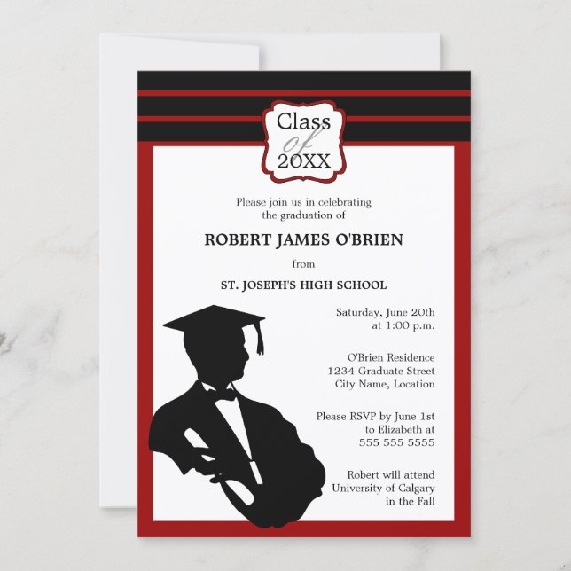 Faire-part de fin d'études en silhouette (Devant)