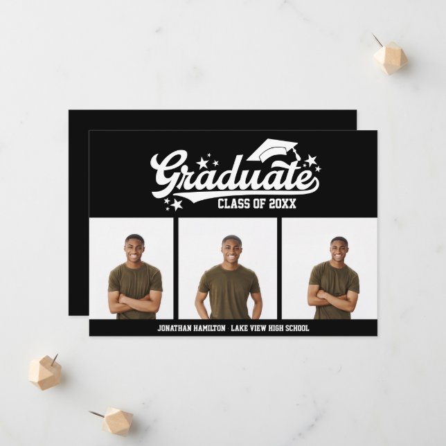 Faire-part de fin d'études secondaires 3 Photo (Devant/Arrière en situation)