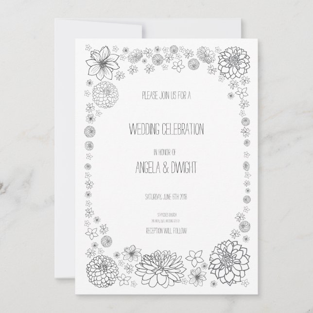 Faire-part de fleurs de mariage rustique personnal (Devant)