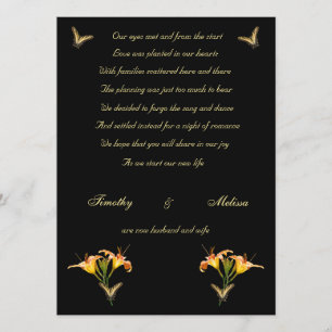 Faire-part de fugue de lis et de papillons