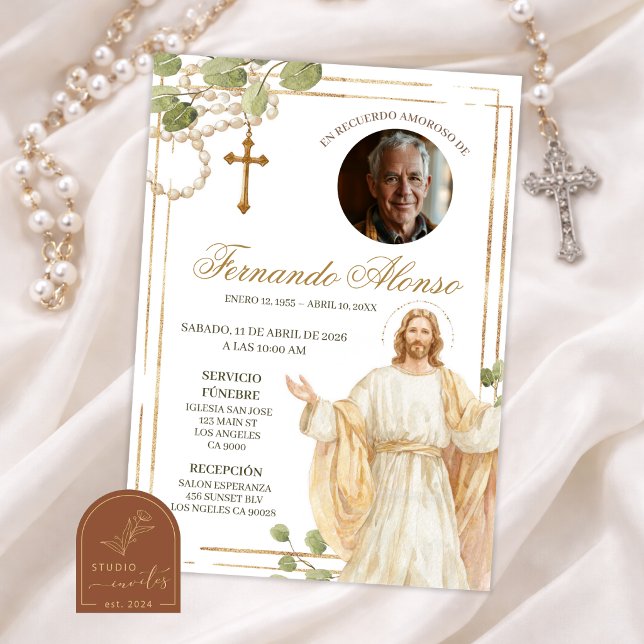 Faire-part de funérailles catholique Jésus Rosaire (Créateur téléchargé)