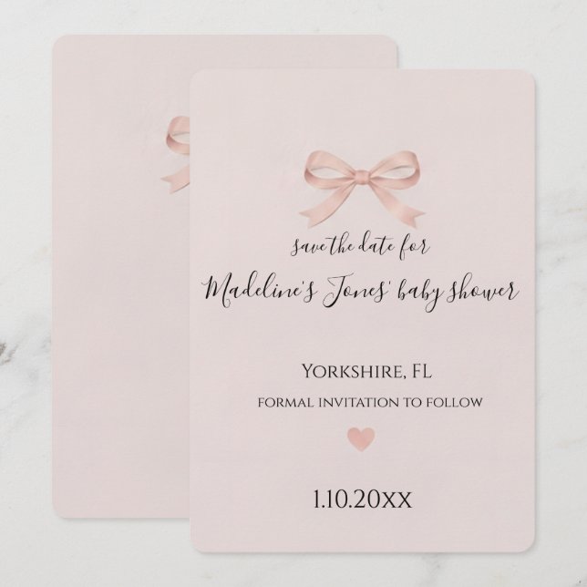 Faire-part de Garde-Robe Rose pour Baby Shower (Devant / Derrière)