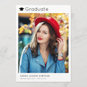 faire-part de graduation blanche minimale moderne