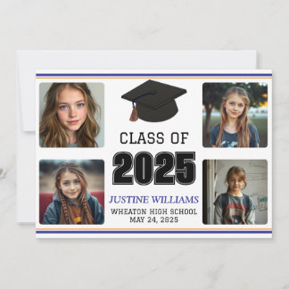 Faire-part de graduation bleu et orange