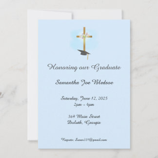 Faire-part de graduation chrétienne avec croix