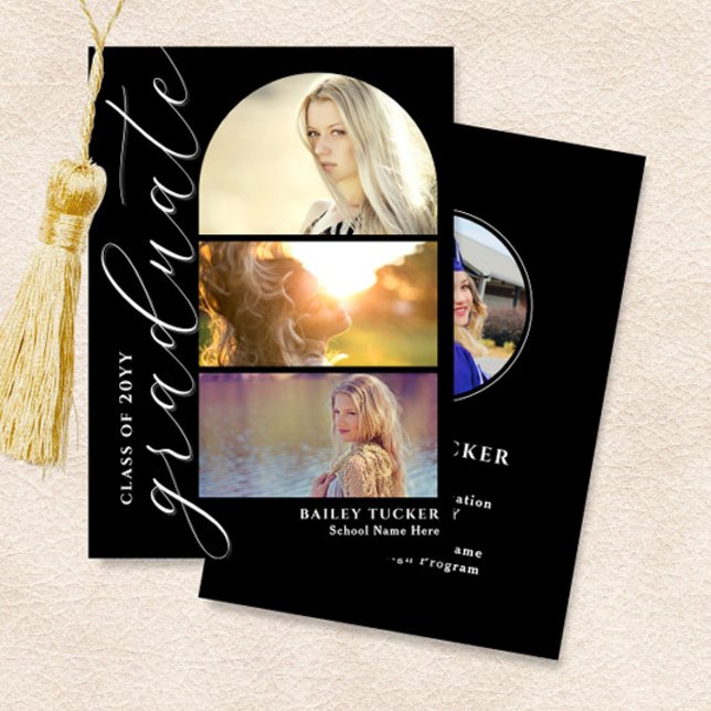 Faire-part de graduation d'arc de 4 photos de scri (Créateur téléchargé)
