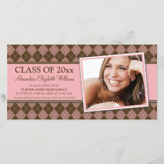 Faire-part de graduation de Jacquard préppy (rose)