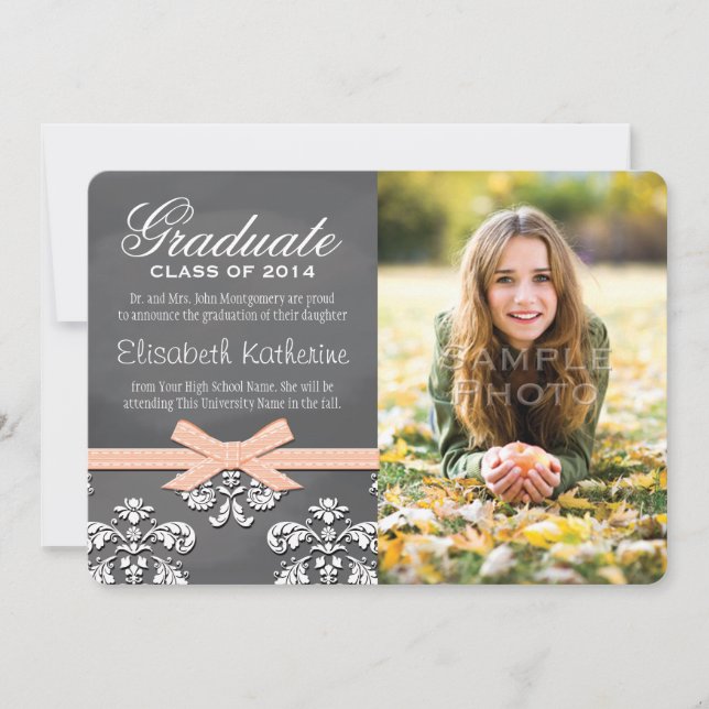 Faire-part de graduation de la dentelle de corail  (Devant)