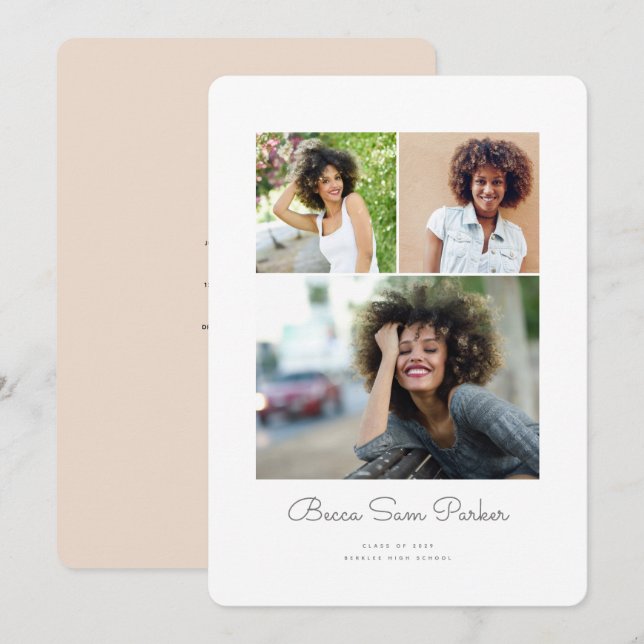 Faire-part de graduation de la grille Tri (Devant / Derrière)