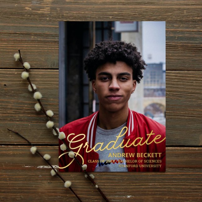 Faire-part de graduation de la photo de script sim (Créateur téléchargé)