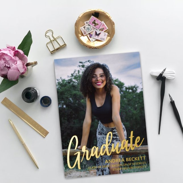 Faire-part de graduation de la photo de script sim (Créateur téléchargé)