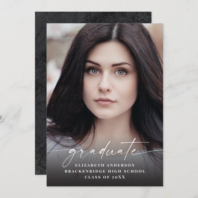 Faire-part de graduation de la photo en blanc mode (Devant / Derrière)